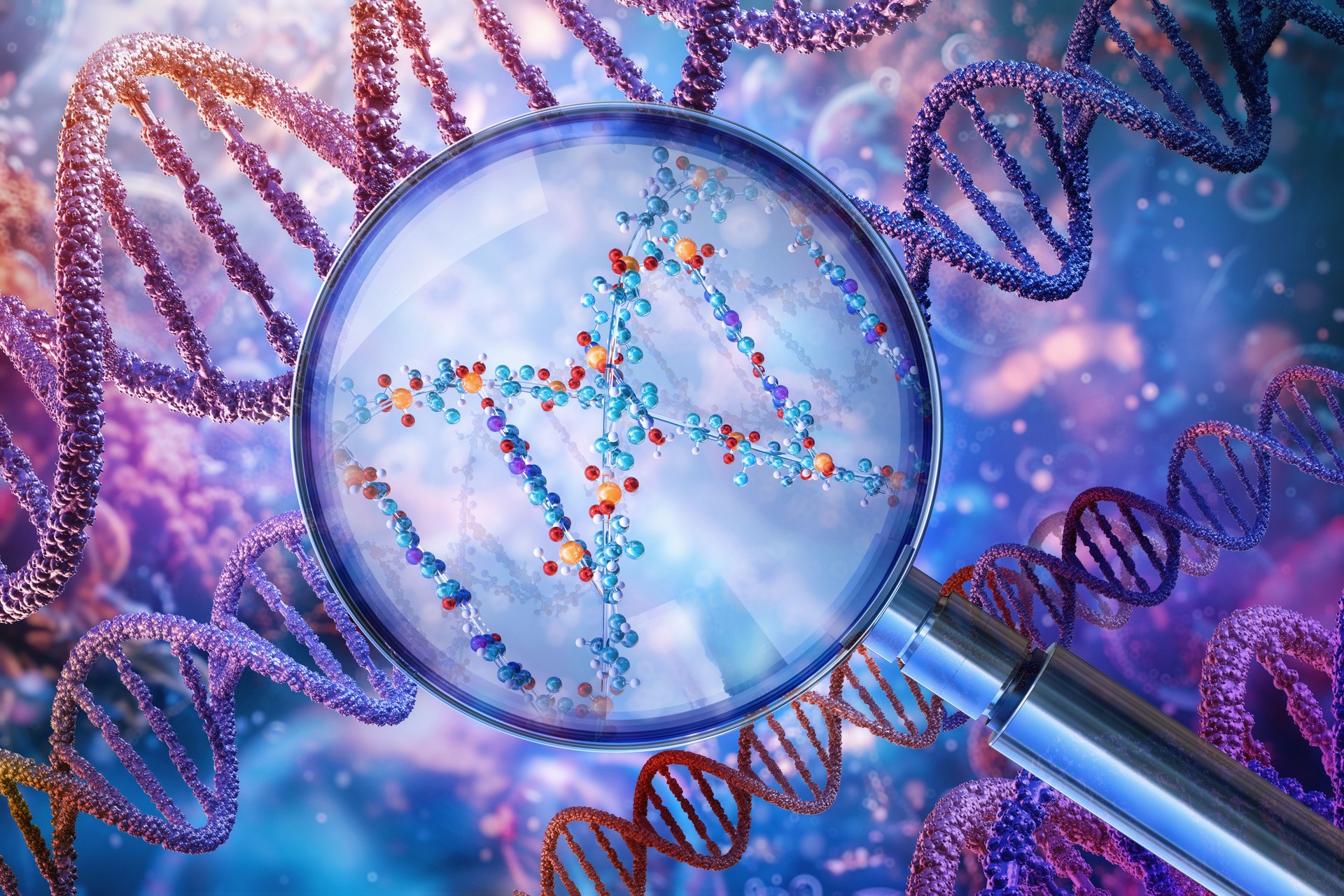 DNA spiral, life blueprint, molecular precision. Double helix structure