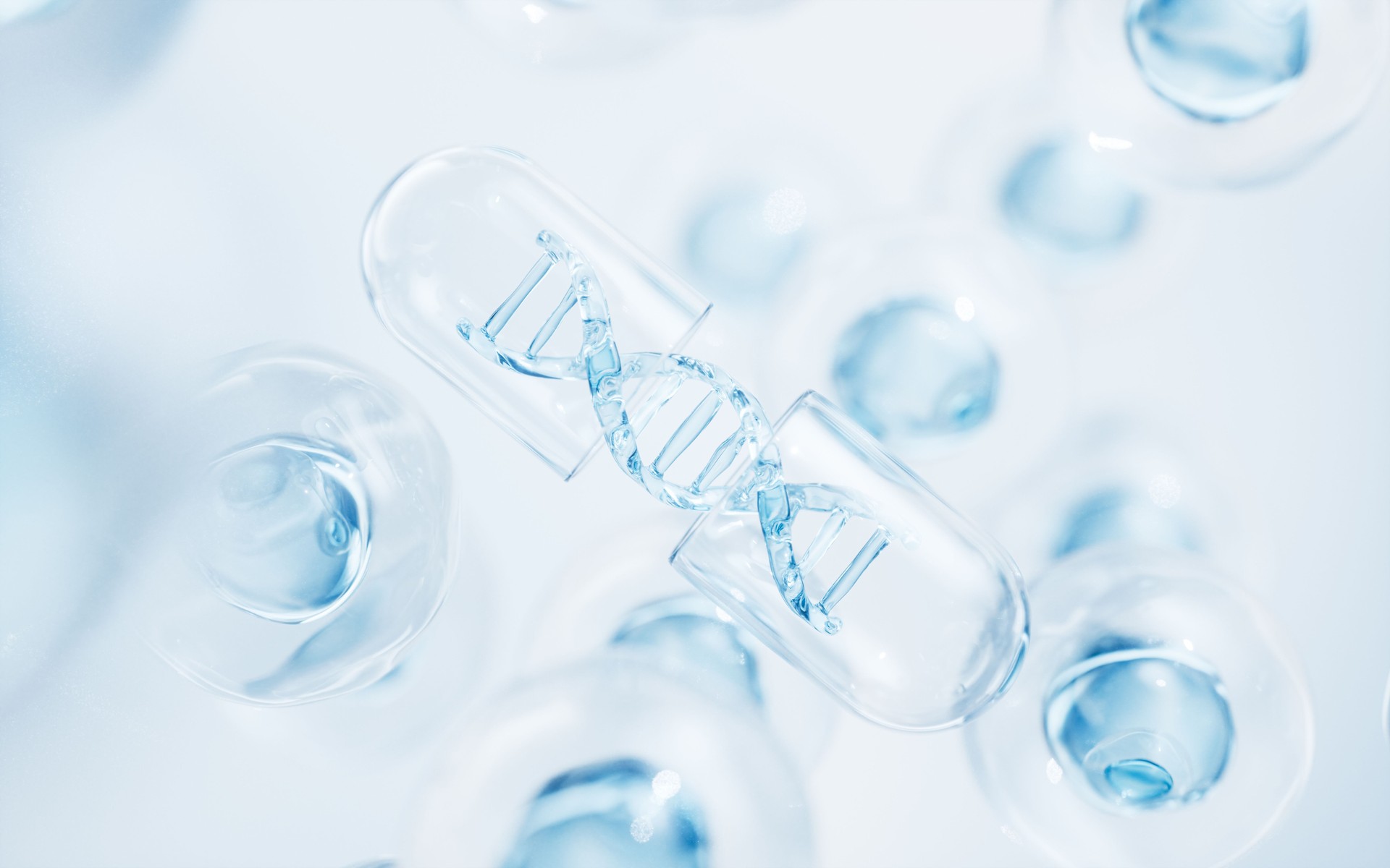 Medical capsule with DNA inside, 3d rendering.