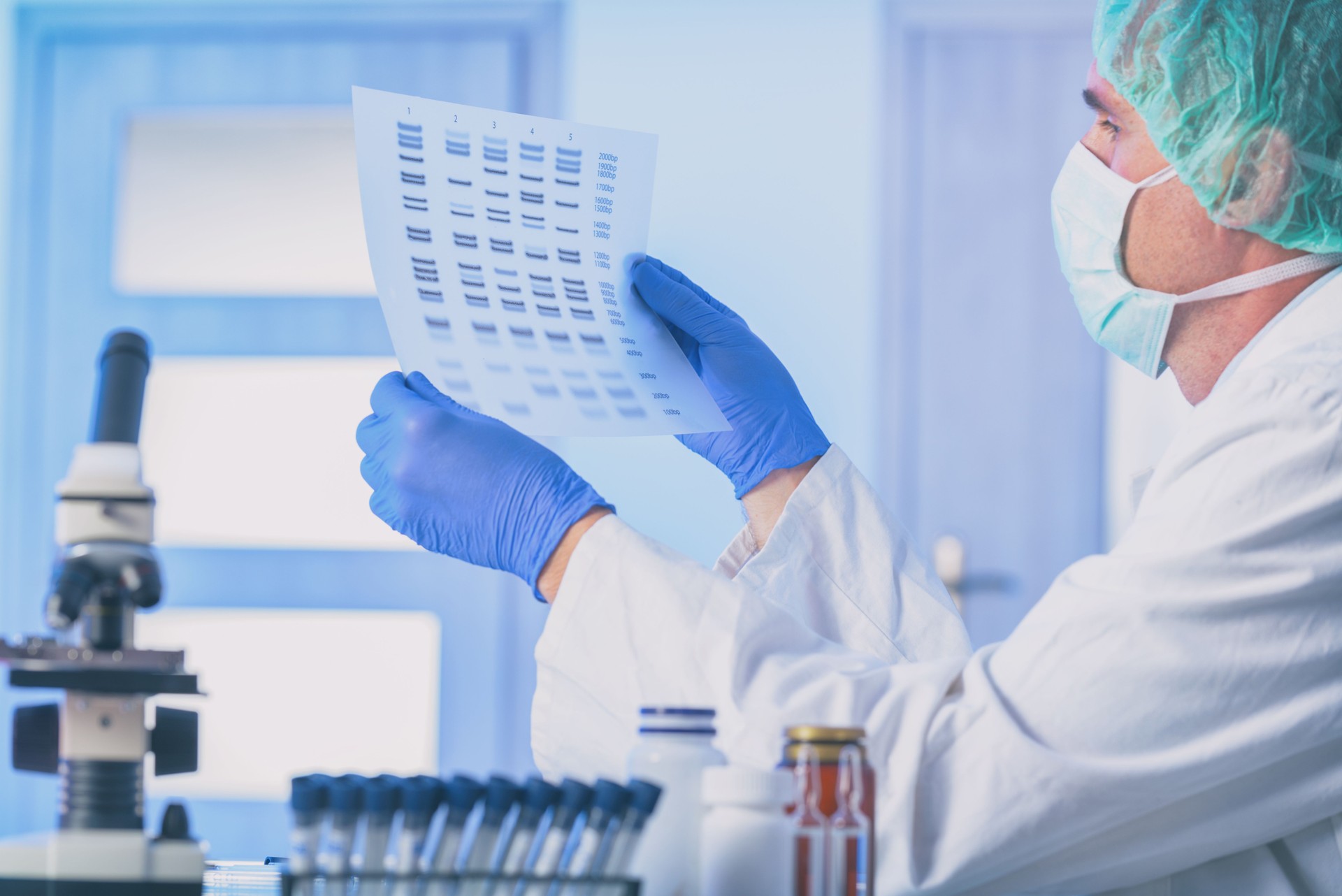 Scientist analizing DNA sequence