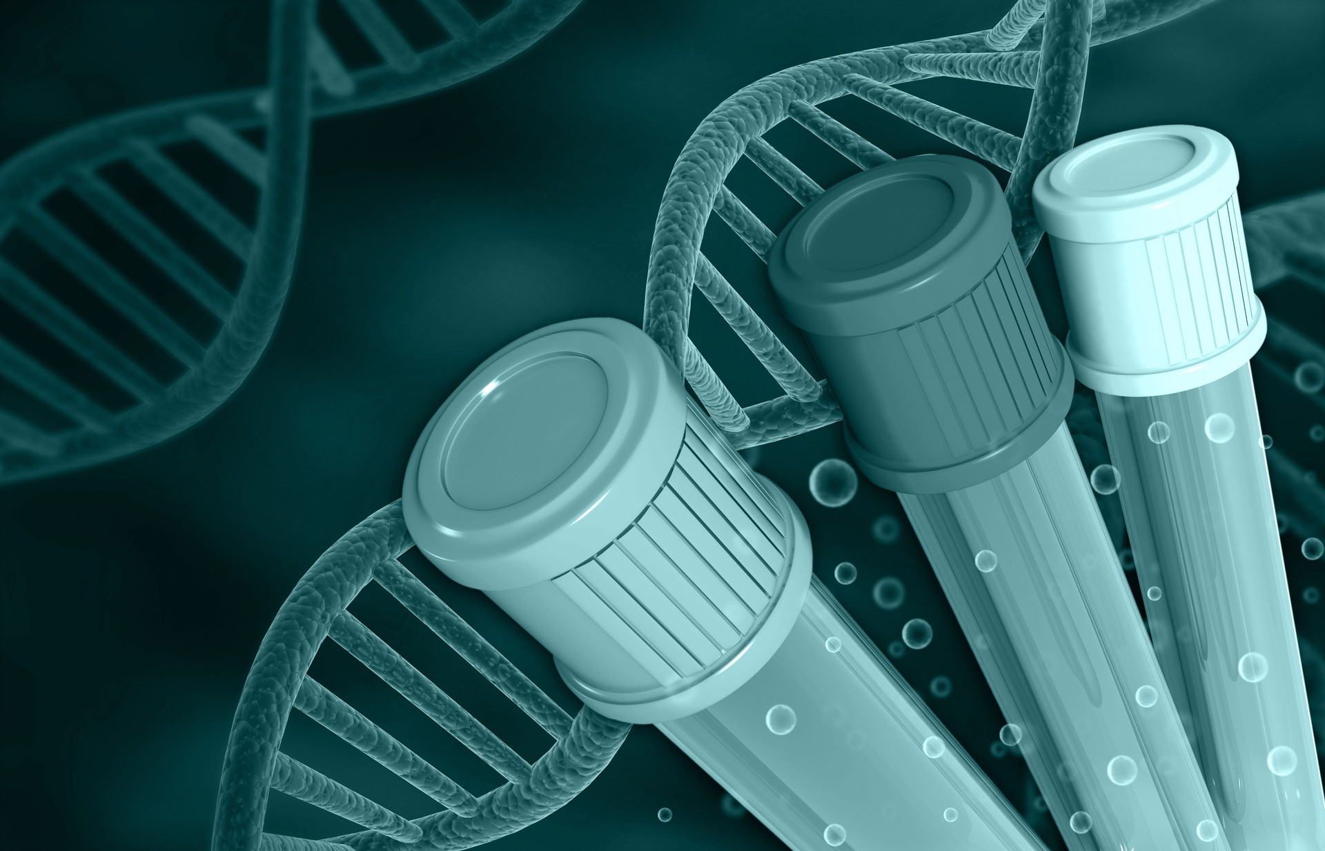 lab test tube with dna strand